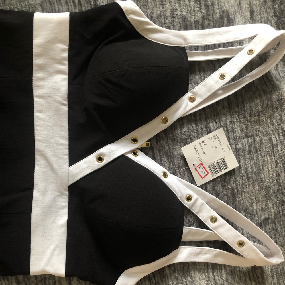 G by Guess black , white & gold detailed dress